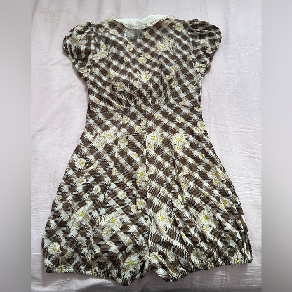 Kimchi Blue Brown and Cream Floral Checkered Romper - Picture 5 of 5
